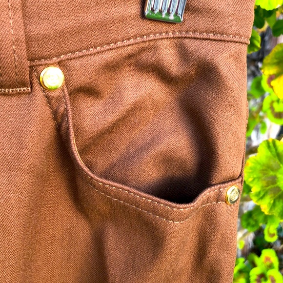 Escada designer pants outfit 2pc. brown flare leg bell bottom Jean y2k 90βs styl - Picture 6 of 13